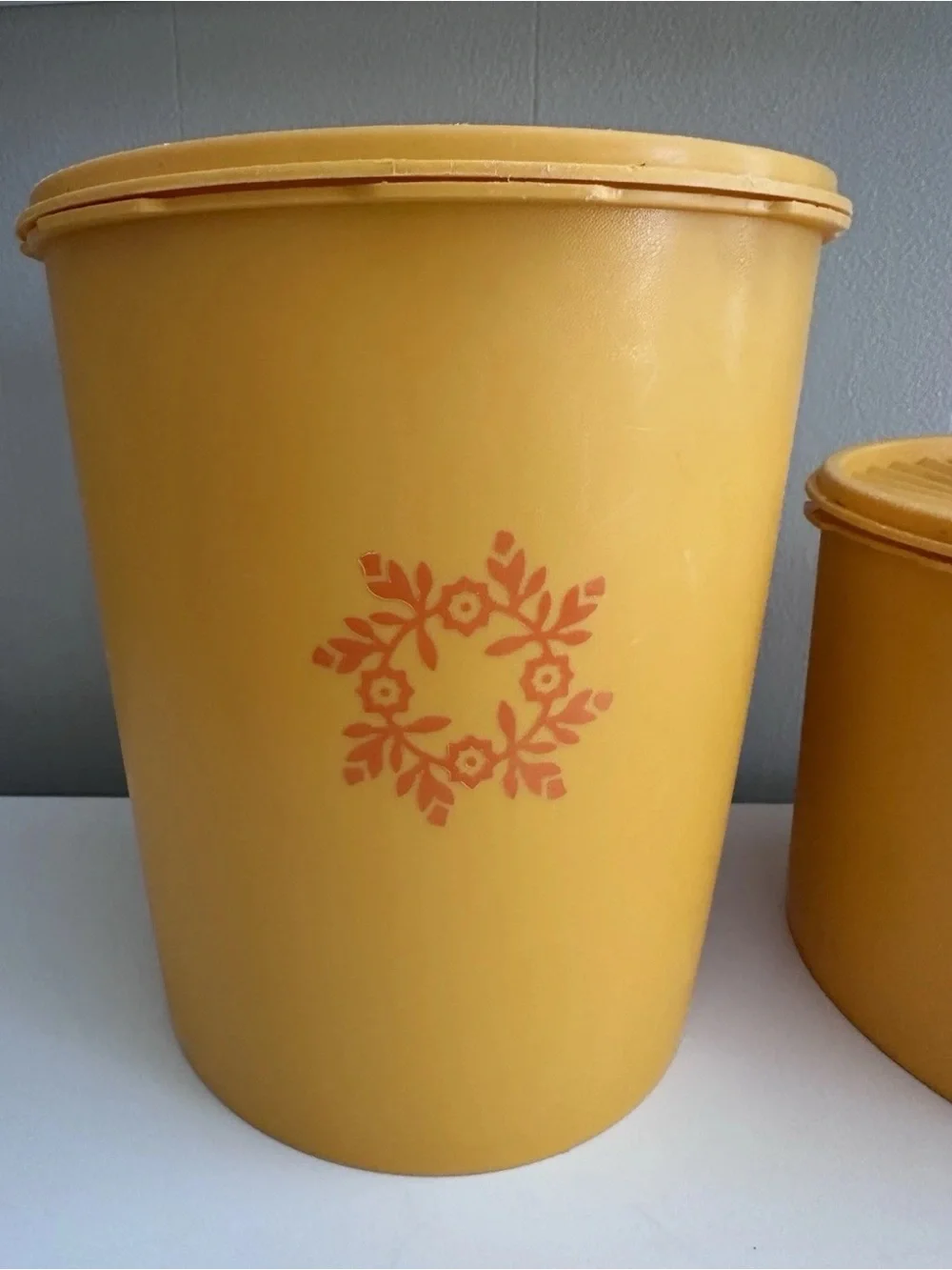 Retro Tupperware Canister PAIR - Yellow
